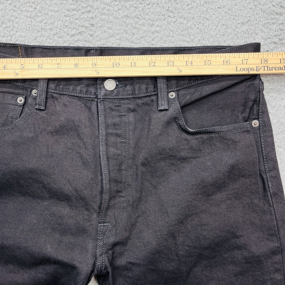 Levi's 501 Button Fly Jeans Mens 36x33 Black Straight Leg Classic Normcore‎ - Picture 3 of 12